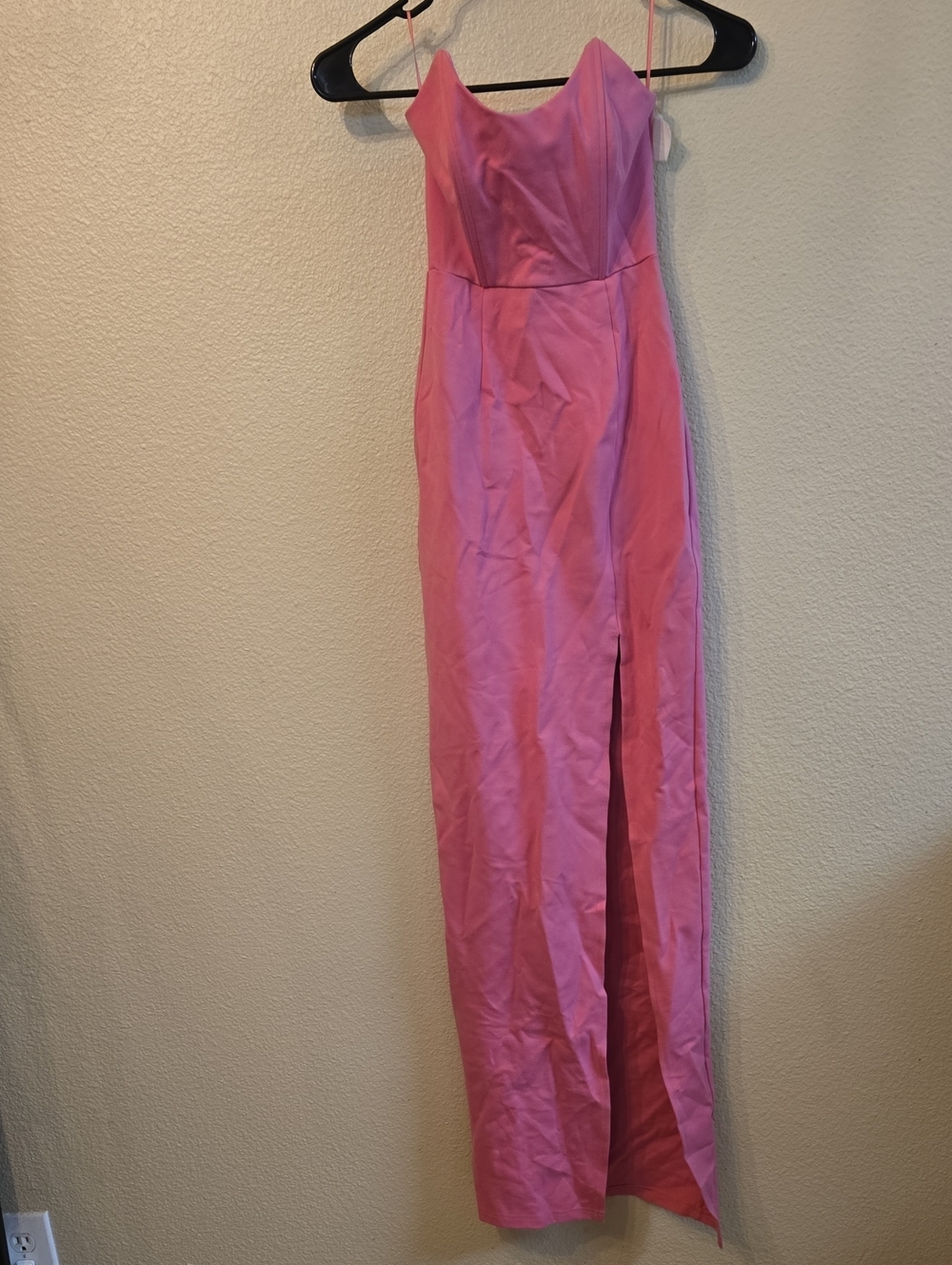 superdown Strapless Pink Maxi Jumpsuit with Front Slit